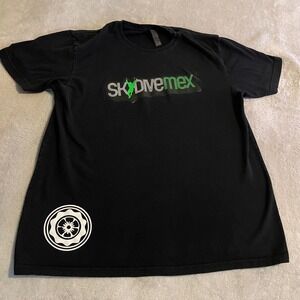 Skull Skydive Mex Crew Shirt Mens Large Black Sugar Graphic T-Shirt Bones Mexico